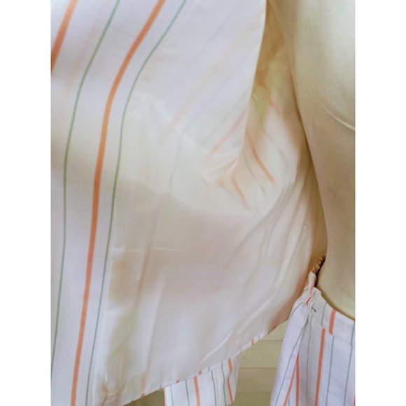 Vintage 1970s White Peach Striped Skirt Suit - Picture 5 of 16